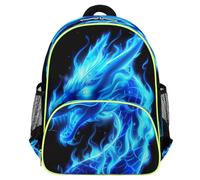 Mexpekil Blue Fire Dragon Art Zaino per bambini per ragazze e ragazzi, zaino da viaggio leggero impermeabile per bambini per la scuola materna con cinturino per il petto portabottiglie d'acqua