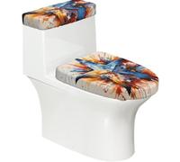Mexpekil Blue Star Art Painting - Copriwater e coperchio del serbatoio | Coperture morbide elasticizzate lavabili antipolvere per cisterna WC con bordi elastici per accessori di ricambio per