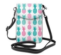 Mexpekil Borsa a tracolla in pelle per le donne a tracolla custodia per telefono impermeabile borsa portafoglio piccole borse da donna, Ananas rosa foglia di tè, Taglia unica