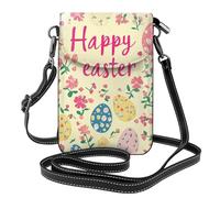 Mexpekil Borsa a tracolla in pelle per le donne a tracolla custodia per telefono impermeabile borsa portafoglio piccole borse da donna, Uova floreali di Pasqua felice, Taglia unica