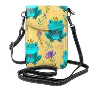 Mexpekil Borsa a tracolla in pelle per le donne a tracolla custodia per telefono impermeabile borsa portafoglio piccole borse da donna, Rane Turchese Cartoon, Taglia unica