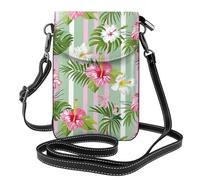 Mexpekil Borsa a tracolla in pelle per le donne a tracolla custodia per telefono impermeabile borsa portafoglio piccole borse da donna, Fiori tropicali a righe, Taglia unica