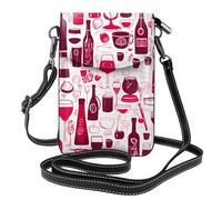 Mexpekil Borsa a tracolla in pelle per le donne a tracolla custodia per telefono impermeabile borsa portafoglio piccole borse da donna, Bicchiere da vino rosso, Taglia unica