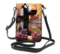 Mexpekil Borsa a tracolla in pelle per le donne a tracolla custodia per telefono impermeabile borsa portafoglio piccole borse da donna, Bottiglie di vetro di vino rosso Frutta, Taglia unica