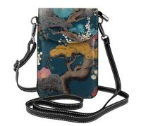 Mexpekil Borsa a tracolla in pelle per le donne a tracolla custodia per telefono impermeabile borsa portafoglio piccole borse da donna, Alberi Fiori Stampe Giapponesi, Taglia unica