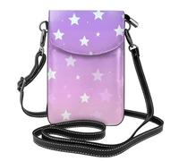 Mexpekil Borsa a tracolla in pelle per le donne a tracolla custodia per telefono impermeabile borsa portafoglio piccole borse da donna, Stelle Rosa Viola, Taglia unica