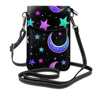 Mexpekil Borsa a tracolla in pelle per le donne a tracolla custodia per telefono impermeabile borsa portafoglio piccole borse da donna, Luna Stelle Modello Neon, Taglia unica