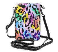 Mexpekil Borsa a tracolla in pelle per le donne a tracolla custodia per telefono impermeabile borsa portafoglio piccole borse da donna, Colori arcobaleno con stampa leopardata, Taglia unica