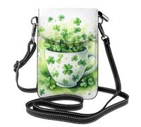 Mexpekil Borsa a tracolla in pelle per le donne a tracolla custodia per telefono impermeabile borsa portafoglio piccole borse da donna, Coppa Verde Quattro Foglie, Taglia unica