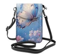 Mexpekil Borsa a tracolla in pelle per le donne a tracolla custodia per telefono impermeabile borsa portafoglio piccole borse da donna, Farfalla Volare Blu Fl, Taglia unica