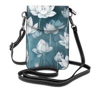 Mexpekil Borsa a tracolla in pelle per le donne a tracolla custodia per telefono impermeabile borsa portafoglio piccole borse da donna, Fiori di loto Blu Bianco, Taglia unica