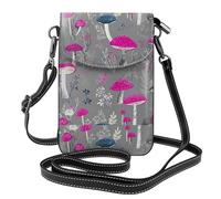 Mexpekil Borsa a tracolla in pelle per le donne a tracolla custodia per telefono impermeabile borsa portafoglio piccole borse da donna, Piccola pianta di funghi rosa, Taglia unica