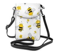 Mexpekil Borsa a tracolla in pelle per le donne a tracolla custodia per telefono impermeabile borsa portafoglio piccole borse da donna, Fiori di api gialle, Taglia unica