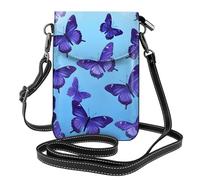 Mexpekil Borsa a tracolla in pelle per le donne a tracolla custodia per telefono impermeabile borsa portafoglio piccole borse da donna, Farfalle blu., Taglia unica