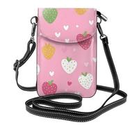Mexpekil Borsa a tracolla in pelle per le donne a tracolla custodia per telefono impermeabile borsa portafoglio piccole borse da donna, Cuori Colorati Fragole, Taglia unica