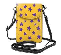 Mexpekil Borsa a tracolla in pelle per le donne a tracolla custodia per telefono impermeabile borsa portafoglio piccole borse da donna, Motivo stelle viola, Taglia unica