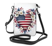 Mexpekil Borsa a tracolla in pelle per le donne a tracolla custodia per telefono impermeabile borsa portafoglio piccole borse da donna, Cuore con bandiera americana, Taglia unica
