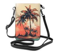 Mexpekil Borsa a tracolla in pelle per le donne a tracolla custodia per telefono impermeabile borsa portafoglio piccole borse da donna, Spiaggia Palme, Taglia unica