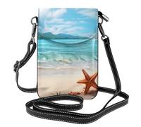 Mexpekil Borsa a tracolla in pelle per le donne a tracolla custodia per telefono impermeabile borsa portafoglio piccole borse da donna, Spiaggia di stelle marine sul mare, Taglia unica