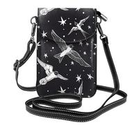 Mexpekil Borsa a tracolla in pelle per le donne a tracolla custodia per telefono impermeabile borsa portafoglio piccole borse da donna, Uccelli stelle Nero, Taglia unica