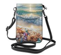 Mexpekil Borsa a tracolla in pelle per le donne a tracolla custodia per telefono impermeabile borsa portafoglio piccole borse da donna, Onde di conchiglia di perle, Taglia unica
