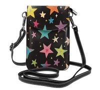 Mexpekil Borsa a tracolla in pelle per le donne a tracolla custodia per telefono impermeabile borsa portafoglio piccole borse da donna, Stelle Colorate Vintage, Taglia unica