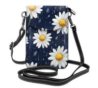 Mexpekil Borsa a tracolla in pelle per le donne a tracolla custodia per telefono impermeabile borsa portafoglio piccole borse da donna, Margherite Bianche, Taglia unica