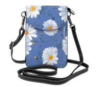 Mexpekil Borsa a tracolla in pelle per le donne a tracolla custodia per telefono impermeabile borsa portafoglio piccole borse da donna, Margherite Bianche Blu, Taglia unica