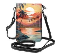 Mexpekil Borsa a tracolla in pelle per le donne a tracolla custodia per telefono impermeabile borsa portafoglio piccole borse da donna, Palme del fiume al tramonto, Taglia unica