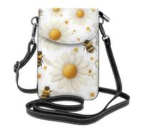 Mexpekil Borsa a tracolla in pelle per le donne a tracolla custodia per telefono impermeabile borsa portafoglio piccole borse da donna, Margherite Bianche Api, Taglia unica