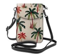 Mexpekil Borsa a tracolla in pelle per le donne a tracolla custodia per telefono impermeabile borsa portafoglio piccole borse da donna, Albero di cocco vintage hawaiano, Taglia unica
