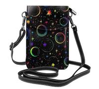 Mexpekil Borsa a tracolla in pelle per le donne a tracolla custodia per telefono impermeabile borsa portafoglio piccole borse da donna, Cerchi di stelle lunari colorati, Taglia unica