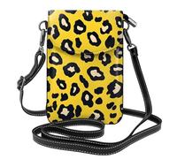 Mexpekil Borsa a tracolla in pelle per le donne a tracolla custodia per telefono impermeabile borsa portafoglio piccole borse da donna, Pelle gialla con stampa leopardata, Taglia unica