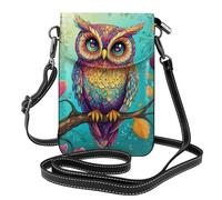 Mexpekil Borsa a tracolla in pelle per le donne a tracolla custodia per telefono impermeabile borsa portafoglio piccole borse da donna, Colorful Owl Cuore Albero Ramo, Taglia unica