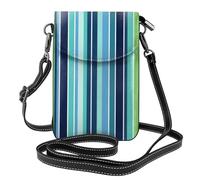 Mexpekil Borsa a tracolla in pelle per le donne a tracolla custodia per telefono impermeabile borsa portafoglio piccole borse da donna, Motivo a righe verde e blu, Taglia unica