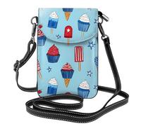 Mexpekil Borsa a tracolla in pelle per le donne a tracolla custodia per telefono impermeabile borsa portafoglio piccole borse da donna, 4 luglio Cupcakes Stars, Taglia unica