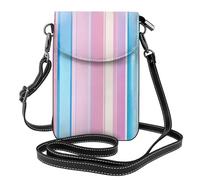 Mexpekil Borsa a tracolla in pelle per le donne a tracolla custodia per telefono impermeabile borsa portafoglio piccole borse da donna, Righe Rosa Blu, Taglia unica