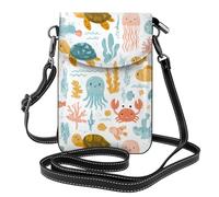 Mexpekil Borsa a tracolla in pelle per le donne a tracolla custodia per telefono impermeabile borsa portafoglio piccole borse da donna, Simpatici animali marini, Taglia unica