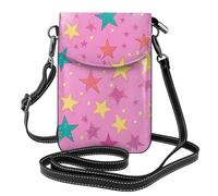 Mexpekil Borsa a tracolla in pelle per le donne a tracolla custodia per telefono impermeabile borsa portafoglio piccole borse da donna, Stelle colorate dei cartoni, Taglia unica