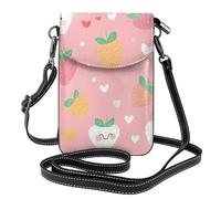 Mexpekil Borsa a tracolla in pelle per le donne a tracolla custodia per telefono impermeabile borsa portafoglio piccole borse da donna, Fragole Carine, Taglia unica
