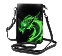 Mexpekil Borsa a tracolla in pelle per le donne a tracolla custodia per telefono impermeabile borsa portafoglio piccole borse da donna, Drago di fuoco verde, Taglia unica