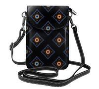 Mexpekil Borsa a tracolla in pelle per le donne a tracolla custodia per telefono impermeabile borsa portafoglio piccole borse da donna, Forme geometriche blu arancioni, Taglia unica