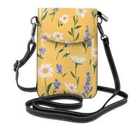 Mexpekil Borsa a tracolla in pelle per le donne a tracolla custodia per telefono impermeabile borsa portafoglio piccole borse da donna, Margherite Piccole Giallo, Taglia unica