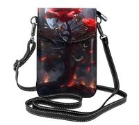 Mexpekil Borsa a tracolla in pelle per le donne a tracolla custodia per telefono impermeabile borsa portafoglio piccole borse da donna, Luna magica dell'albero di rose, Taglia unica