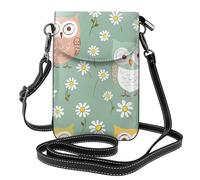 Mexpekil Borsa a tracolla in pelle per le donne a tracolla custodia per telefono impermeabile borsa portafoglio piccole borse da donna, Gufi colorati retrò margherite, Taglia unica