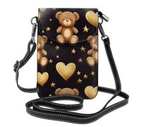 Mexpekil Borsa a tracolla in pelle per le donne a tracolla custodia per telefono impermeabile borsa portafoglio piccole borse da donna, Cuore Orso Stelle Dorate, Taglia unica