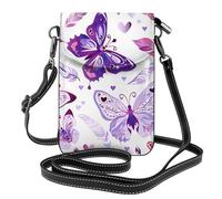 Mexpekil Borsa a tracolla in pelle per le donne a tracolla custodia per telefono impermeabile borsa portafoglio piccole borse da donna, Foglia Farfalla 1, Taglia unica