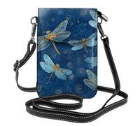 Mexpekil Borsa a tracolla in pelle per le donne a tracolla custodia per telefono impermeabile borsa portafoglio piccole borse da donna, Libellule Turbinii Blu, Taglia unica
