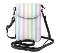 Mexpekil Borsa a tracolla in pelle per le donne a tracolla custodia per telefono impermeabile borsa portafoglio piccole borse da donna, Motivo a righe arcobaleno, Taglia unica