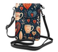 Mexpekil Borsa a tracolla in pelle per le donne a tracolla custodia per telefono impermeabile borsa portafoglio piccole borse da donna, Boho Cup Cuore Foglia, Taglia unica